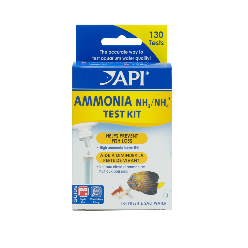 API Ammonia Test Kit liquid aquarium ammonia test with two reagent bottles and colour chart